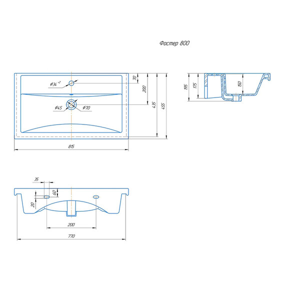 Тумба напольная с раковиной Grossman Нео 80 см 108019, белый фото 8