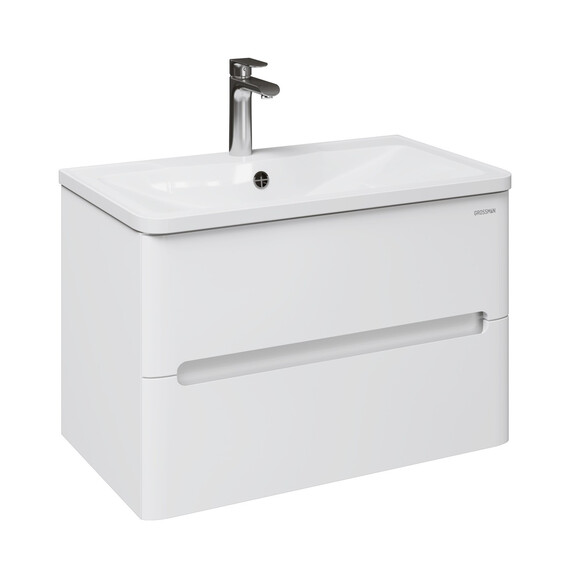 Тумба подвесная с раковиной Grossman Адель 80 см 108022, белый глянец фото 