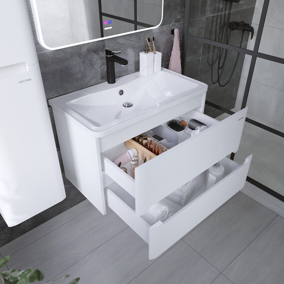 Тумба подвесная с раковиной Grossman Адель 80 см 108022, белый глянец фото 4