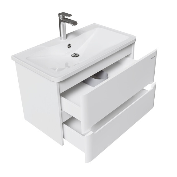 Тумба подвесная с раковиной Grossman Адель 80 см 108022, белый глянец фото 3