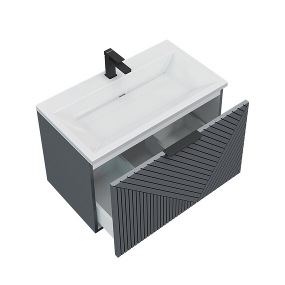 Тумба подвесная с раковиной Grossman Блисс 80 см 108048, графит матовый фото 4