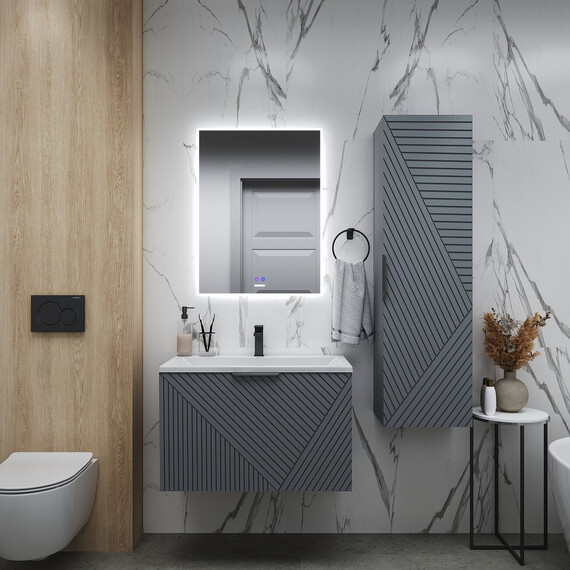 Тумба подвесная с раковиной Grossman Блисс 80 см 108048, графит матовый фото 7