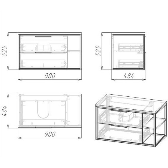 Тумба подвесная с раковиной Grossman Лофт 90 см 1090012, веллингтон/металл чёрный фото 8