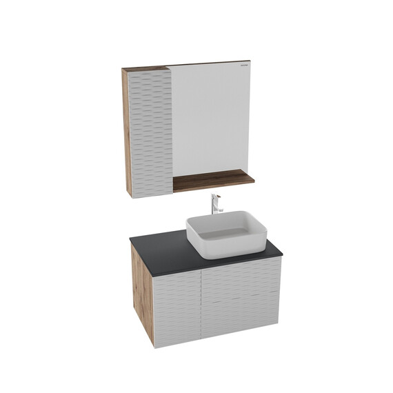 Зеркало-шкаф Grossman Альба 80 см 208006 L, веллингтон/белый фото 2