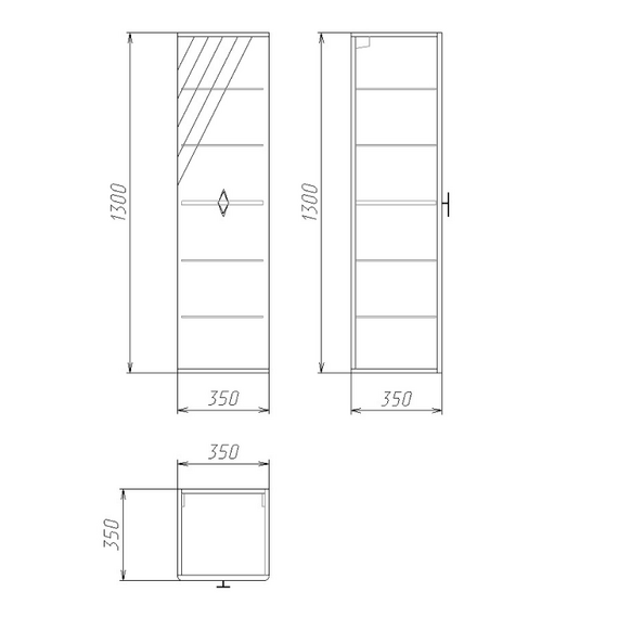 Пенал подвесной Grossman Вива 35 см 303511, белый глянец фото 4