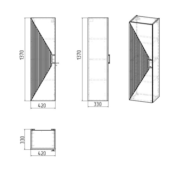 Пенал подвесной Grossman Луксор 42 см 303551, бежевый матовый фото 6