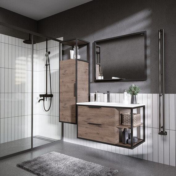 Пенал подвесной Grossman Лофт 40 см 304001, веллингтон/металл чёрный фото 4