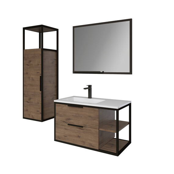 Пенал подвесной Grossman Лофт 40 см 304001, веллингтон/металл чёрный фото 3