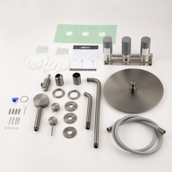 Душевая система для ванны Abber Wasser Kreis 316 AF8117BGG, оружейная сталь фото 2