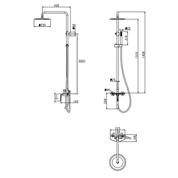 Душевая стойка с изливом Grocenberg GB7025MG, золото матовое фото 3