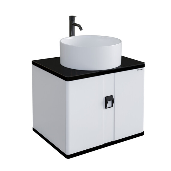 Тумба подвесная со столешницей Grossman Норма 60 см 106016 (раковина в комплекте) белый глянец фото 
