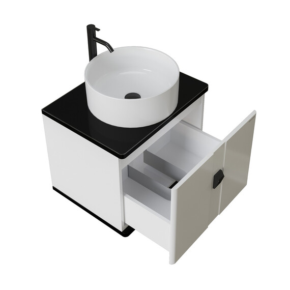 Тумба подвесная со столешницей Grossman Норма 60 см 106016 (раковина в комплекте) белый глянец фото 4