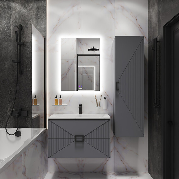 Тумба подвесная с раковиной Grossman Луксор 60 см 106056, графит матовая фото 7