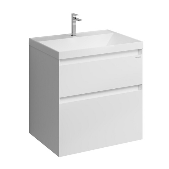 Тумба подвесная с раковиной Grossman Меркадо 60 см 106076, белая матовая фото 