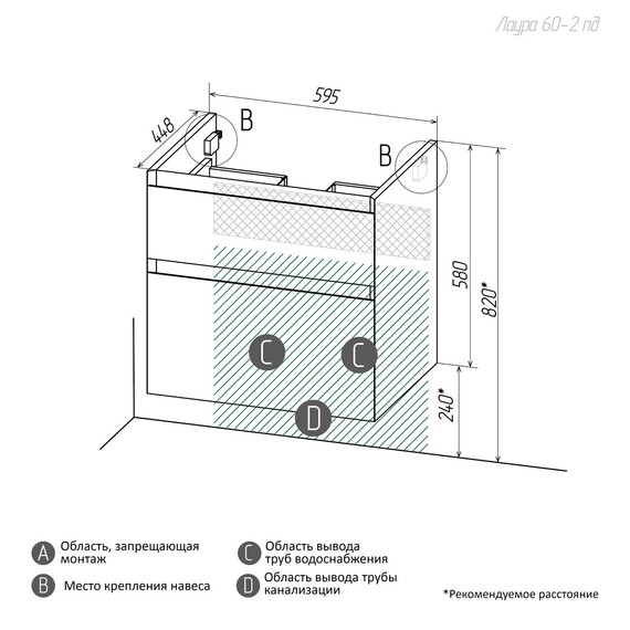 Тумба подвесная с раковиной Grossman Меркадо 60 см 106076, белая матовая фото 11