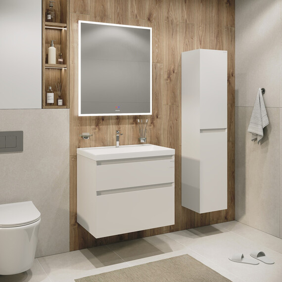 Тумба подвесная с раковиной Grossman Меркадо 60 см 106076, белая матовая фото 7