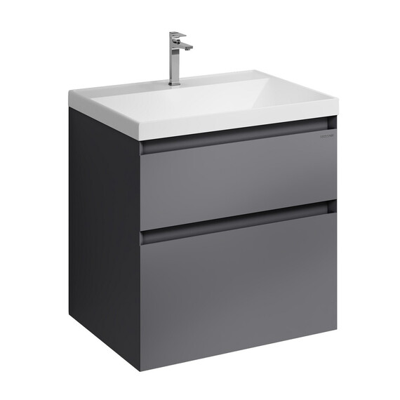 Тумба подвесная с раковиной Grossman Меркадо 60 см 106077, графит матовая фото 