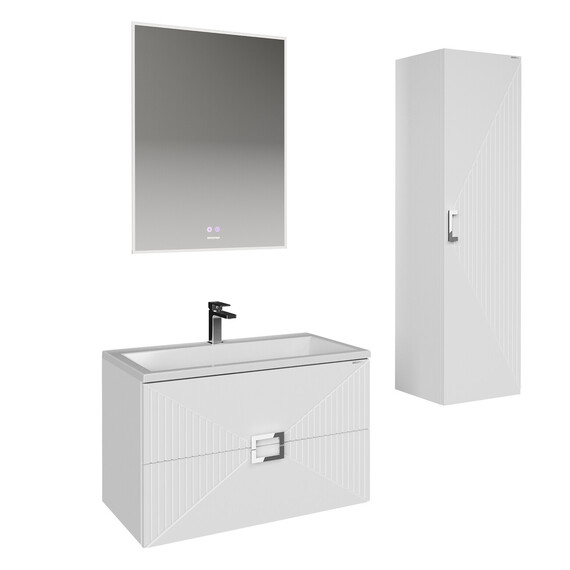 Тумба подвесная с раковиной Grossman Луксор 70 см 107057, белый матовый фото 8