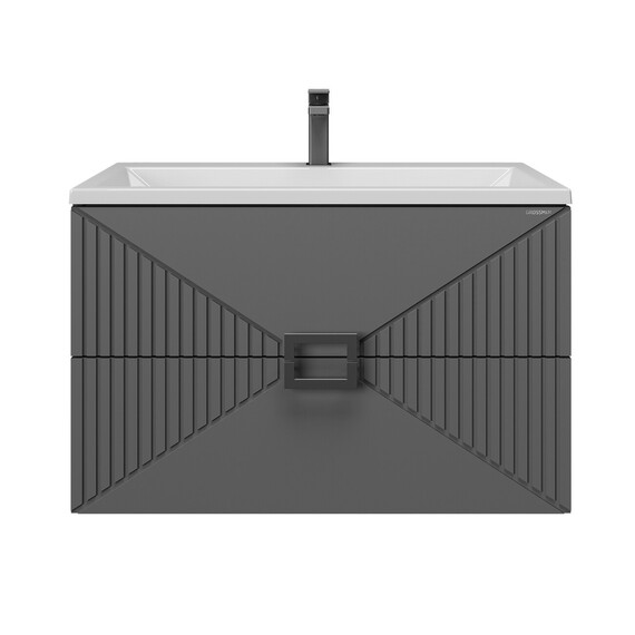 Тумба подвесная с раковиной Grossman Луксор 70 см 107058, графит матовая фото 4