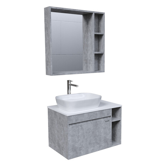 Тумба подвесная со столешницей Grossman Фалькон 80 см 108005 (раковина в комплекте) бетон фото 3