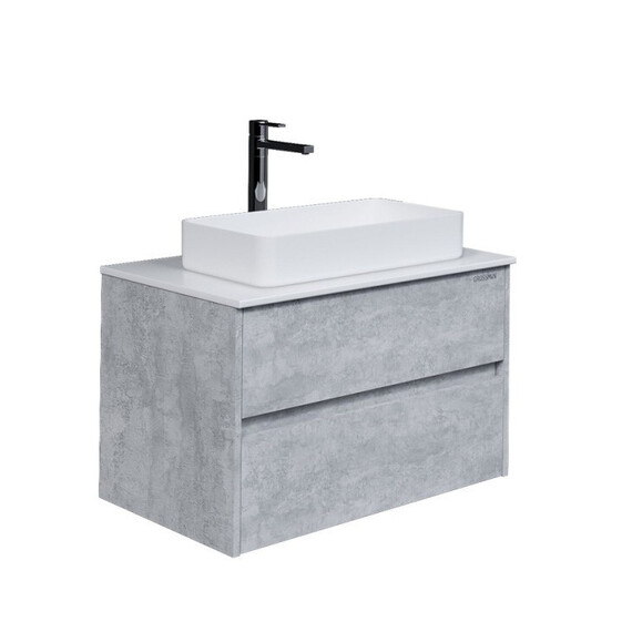Тумба подвесная со столешницей Grossman Эдванс 80 см 108010 (раковина в комплекте) цемент светлый фото 4