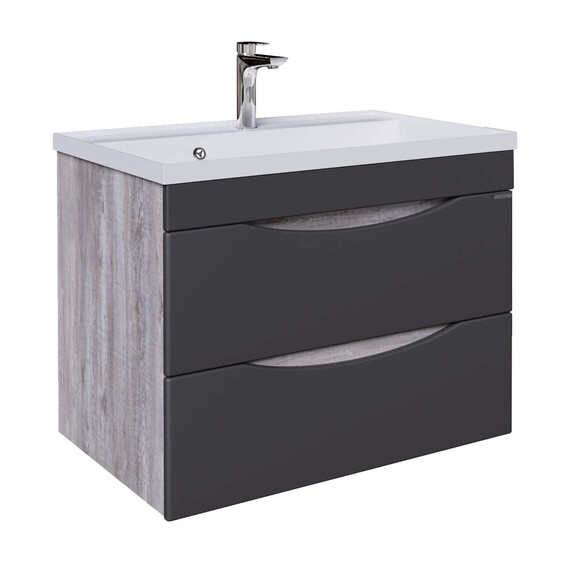 Тумба подвесная с раковиной Grossman Талис 80 см 108013, бетон пайн/серый фото 