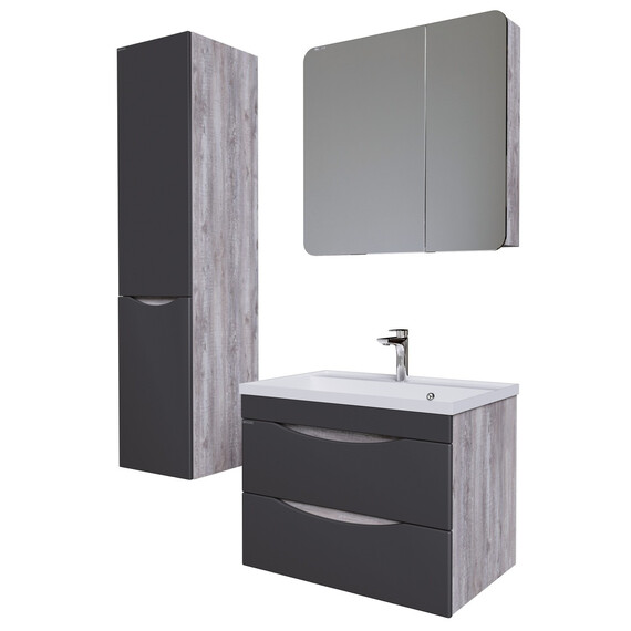 Тумба подвесная с раковиной Grossman Талис 80 см 108013, бетон пайн/серый фото 6