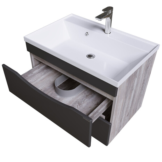 Тумба подвесная с раковиной Grossman Талис 80 см 108013, бетон пайн/серый фото 3