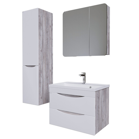 Тумба подвесная с раковиной Grossman Талис 80 см 108014, бетон пайн/белый глянец фото 6