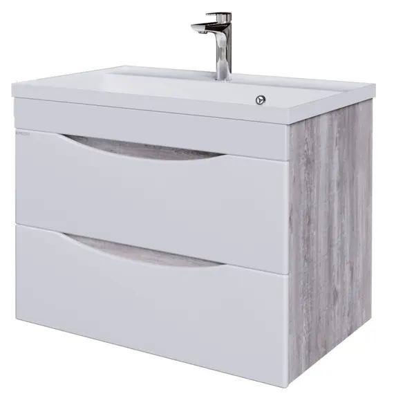 Тумба подвесная с раковиной Grossman Талис 80 см 108014, бетон пайн/белый глянец фото 