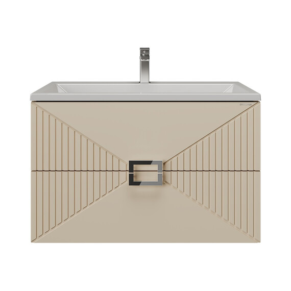 Тумба подвесная с раковиной Grossman Луксор 80 см 108052, бежевый матовый фото 3