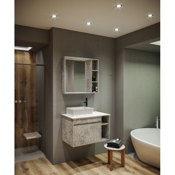 Зеркало Grossman Фалькон 80 см 208003, бетон фото 3