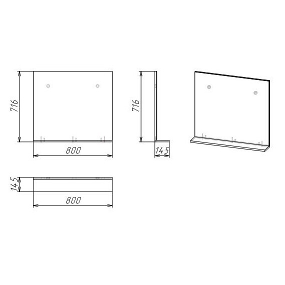 Зеркало Grossman Эдванс 80 см 208007, цемент светлый фото 4