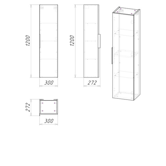 Пенал подвесной Grossman Кросс 30 см 303006, бетон фото 4