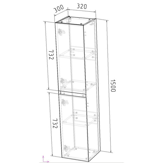 Пенал подвесной Grossman Меркадо 32 см 303285, графит матовый фото 6