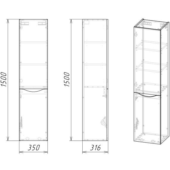 Пенал подвесной Grossman Талис 35 см 303507, бетон пайн/серый фото 5