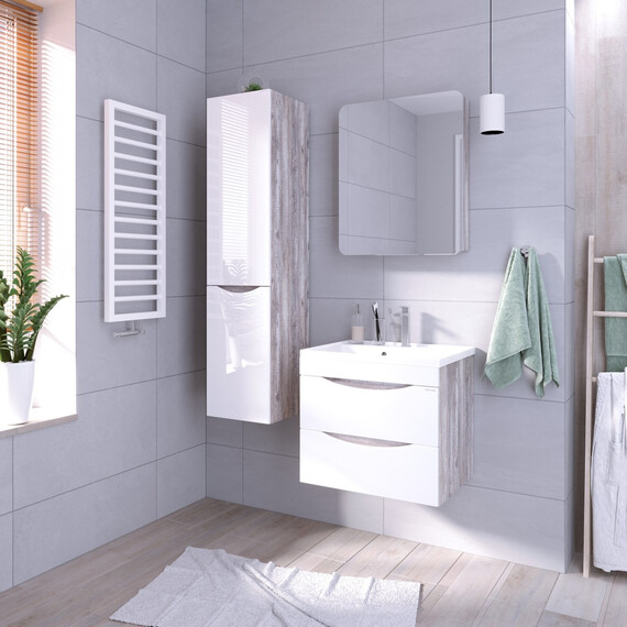 Пенал подвесной Grossman Талис 35 см 303508, бетон пайн/белый глянец фото 4