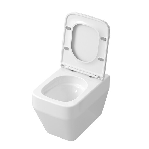 Унитаз подвесной безободковый Grossman GR-4410SQ с тонкой крышкой микролифт (система смыва Торнадо) фото 3