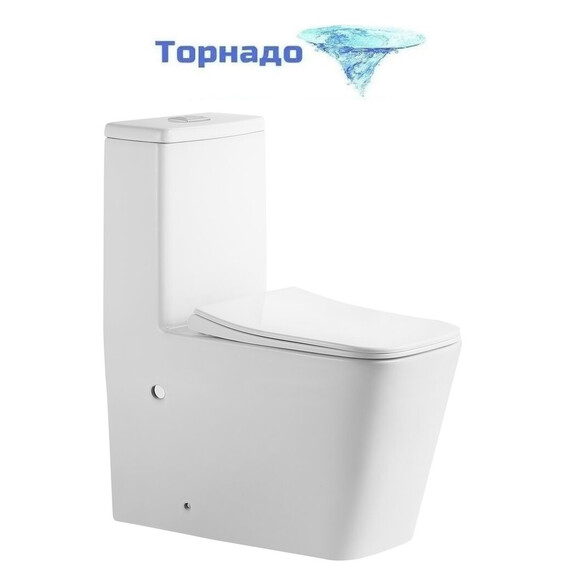 Унитаз-моноблок безободковый Grossman Classic GR-4486SQ с тонкой крышкой микролифт (система смыва Торнадо) фото 