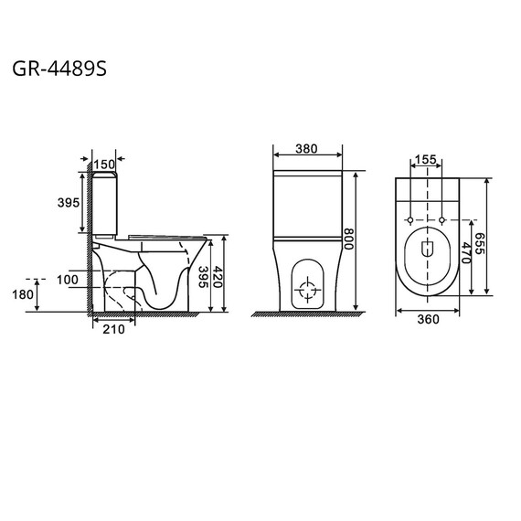 Унитаз-компакт безободковый Grossman Tornado GR-4489SQ с крышкой тонкой микролифт, белый глянцевый (система смыва Торнадо) фото 10