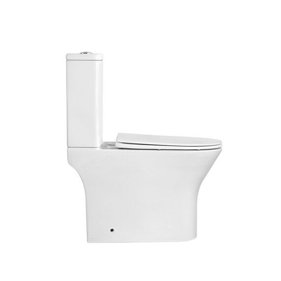 Унитаз-компакт безободковый Grossman Tornado GR-4489SQ с крышкой тонкой микролифт, белый глянцевый (система смыва Торнадо) фото 3