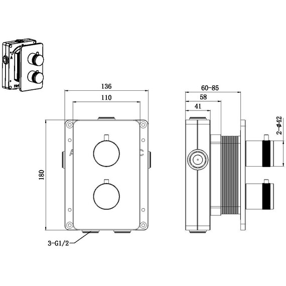 Смеситель для ванны с термостатом Allen Brau Priority 5.31213-31GB (со скрытой частью) чёрный/золото фото 2