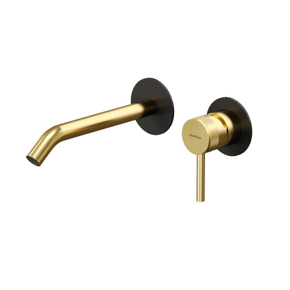 Смеситель для раковины настенный Allen Brau Priority 5.31A03-31GB (со скрытой частью) чёрный/золото фото 
