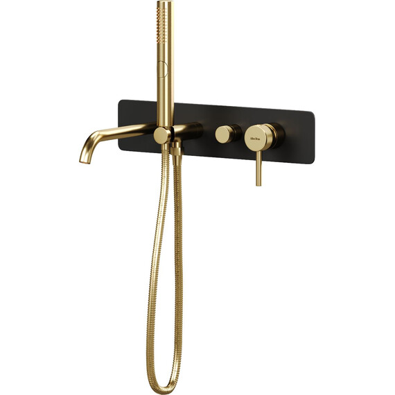 Смеситель для ванны Allen Brau Priority 5.31A05-31GB (со скрытой частью) чёрный/золото фото 