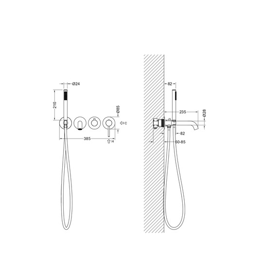 Смеситель для ванны Aquatek Европа AQ1344BGM (со скрытой частью) оружейная сталь фото 8