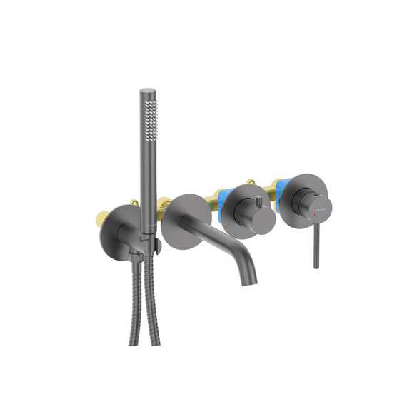 Смеситель для ванны Aquatek Европа AQ1344BGM (со скрытой частью) оружейная сталь фото 