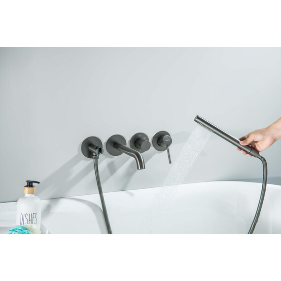 Смеситель для ванны Aquatek Европа AQ1344BGM (со скрытой частью) оружейная сталь фото 6