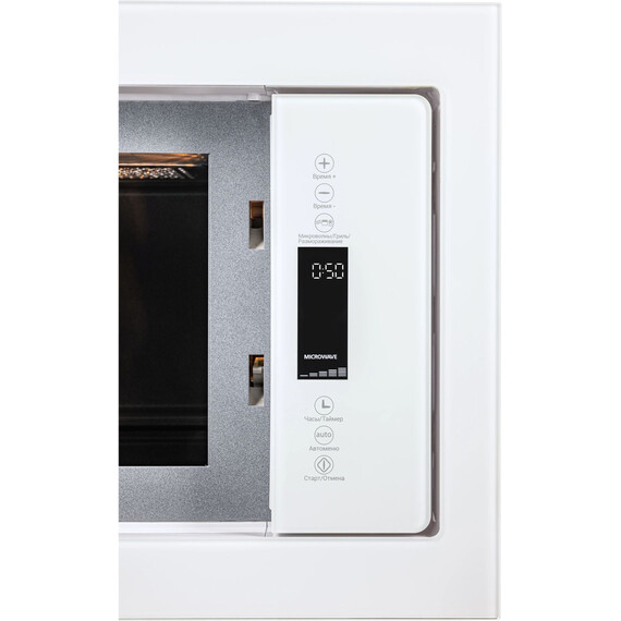 Встраиваемая микроволновая печь Hiberg i-VM 8505 W (белое стекло) фото 5