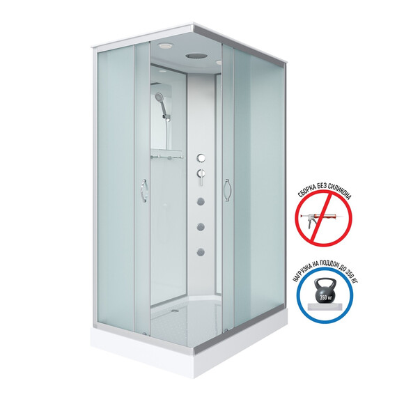 Душевая кабина Niagara Classic 120x90 см 432953QG, хром/матовое (безсиликоновая сборка) фото 