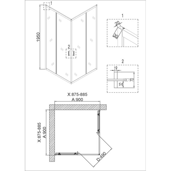 Душевое ограждение Niagara Nova 90x90 см 66080811, хром/прозрачное фото 6